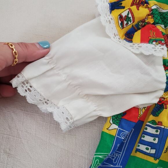 Vintage 70s Patchwork Furniture Dress 3t/4t - Picture 6 of 9